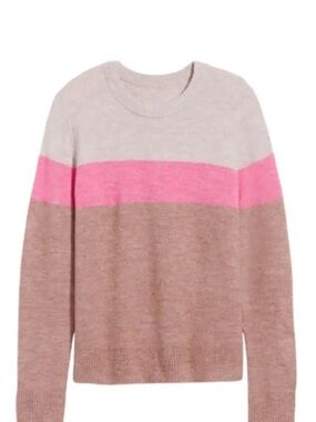 Old Navy Pink, Taupe & Cream Colorblock Crew Sweater